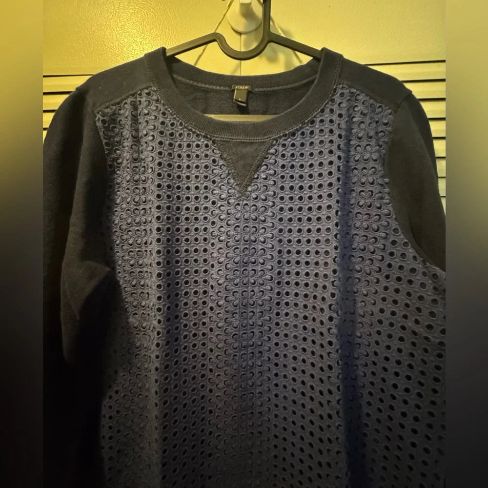 J. Crew Navy Eyelet Front Sweatshirt